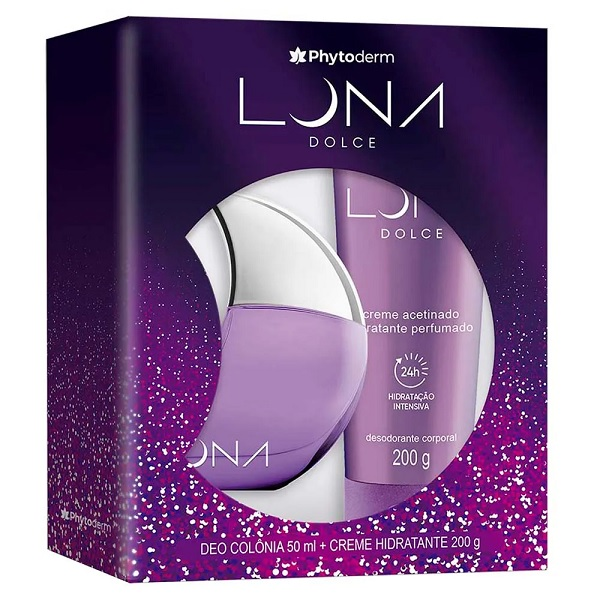 Kit Phytoderm Luna Dolce Colônia + Creme Hidratante 50ml + 200g