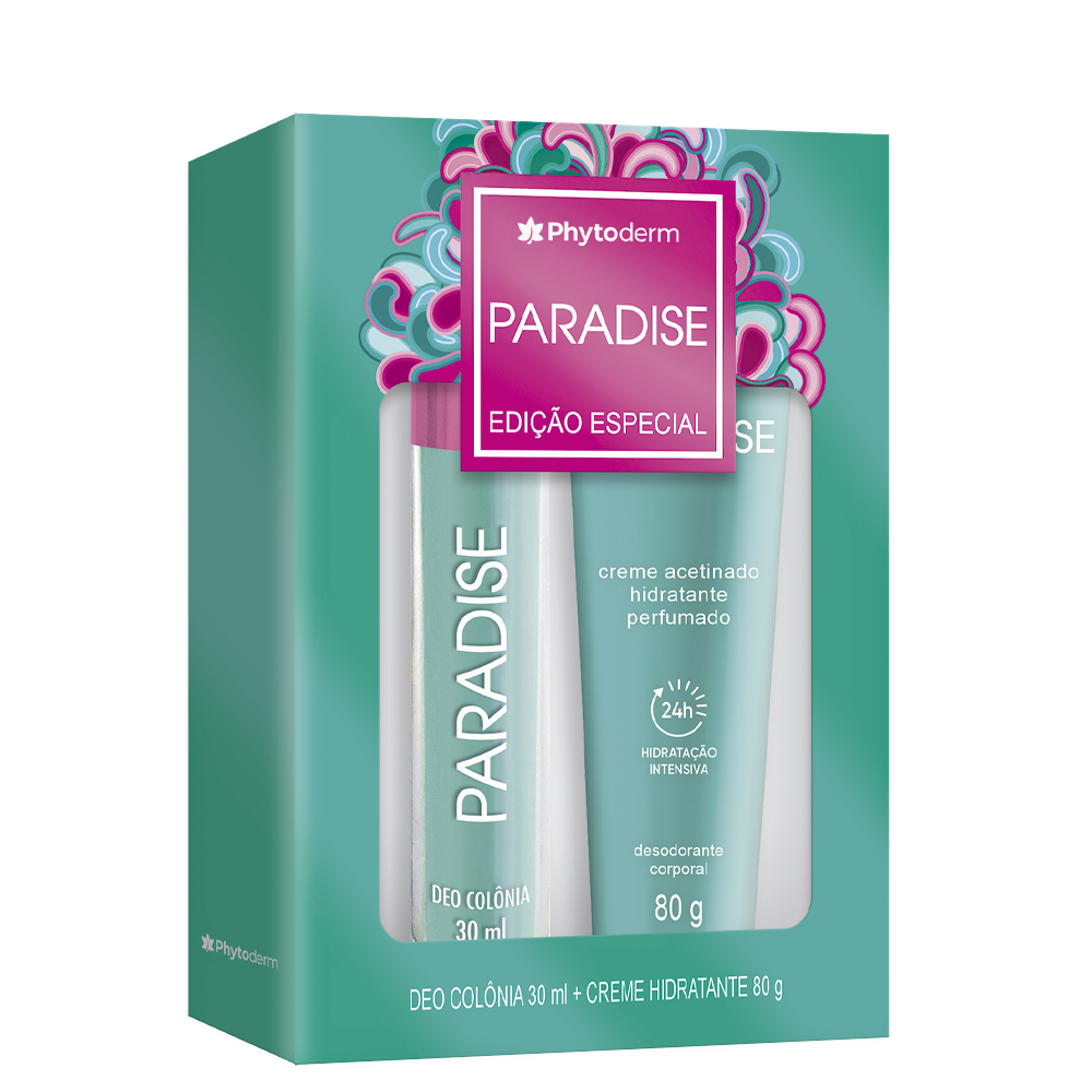 Kit Phytoderm Paradise Colônia + Creme Hidratante 30ml + 80g