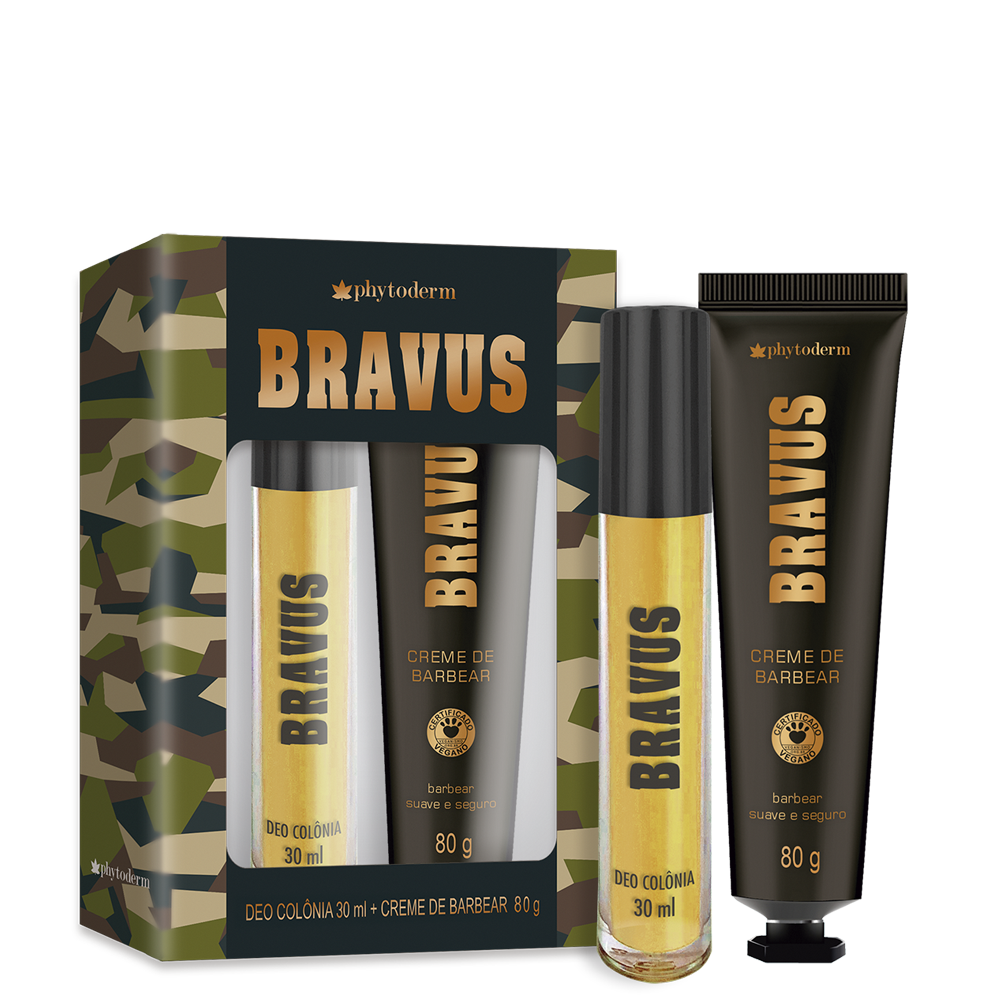 Kit Phytoderm Bravus Colônia + Creme de Barbear 30ml + 80g