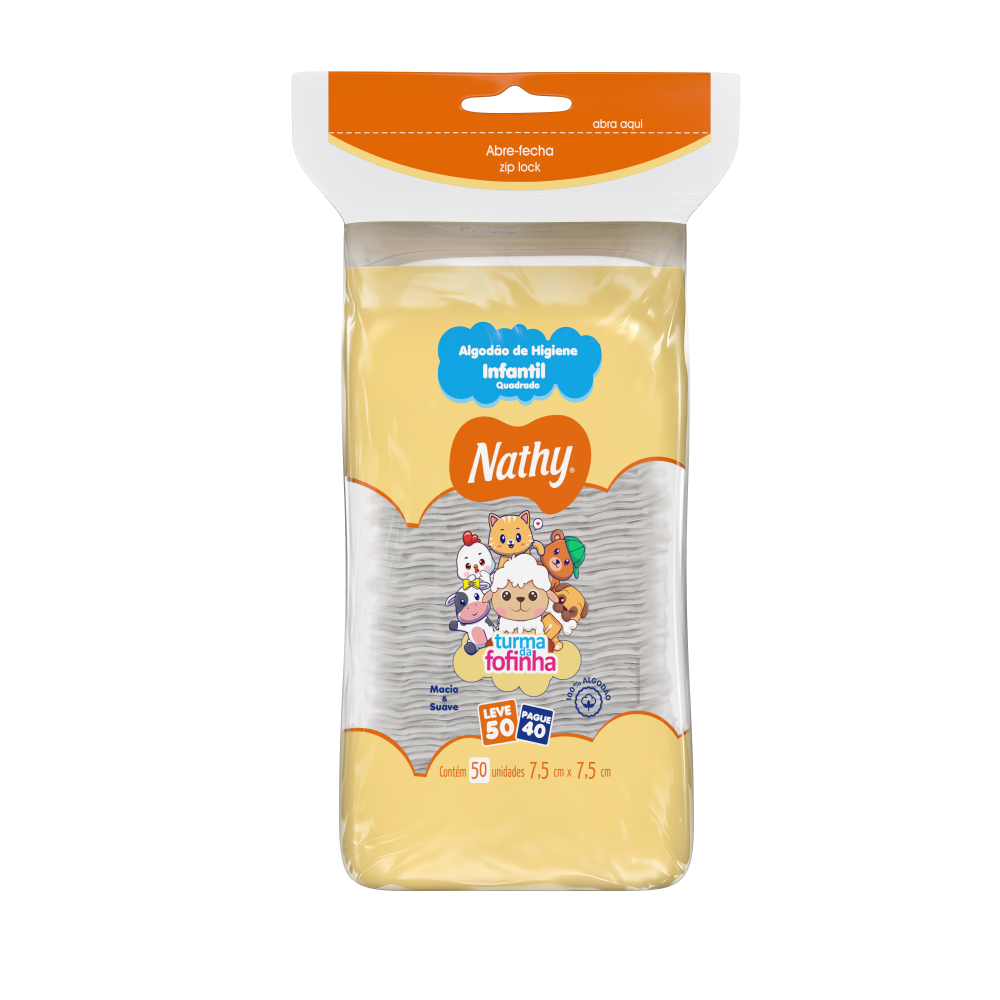 Algodão Nathy Baby Quadrado Com 50  Unidades