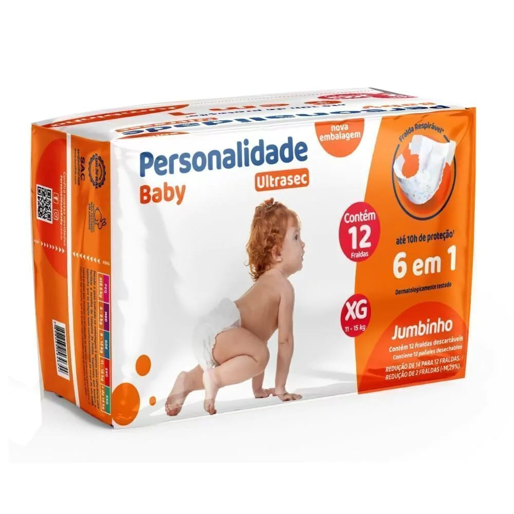 Fralda Infantil Personalidade Jubinho Ultrasec XG Com 12 Unidades