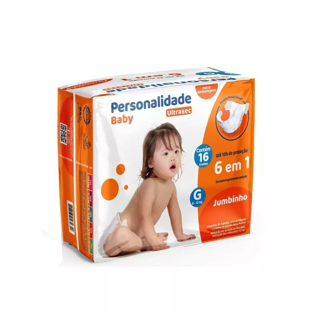 Fralda Infantil Personalidade Jubinho Ultrasec G Com 16 Unidades