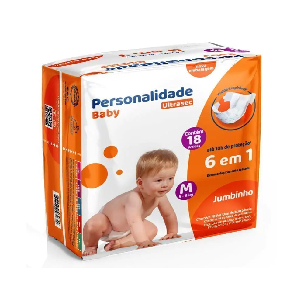Fralda Infantil Personalidade Jubinho Ultrasec M Com 18 Unidades