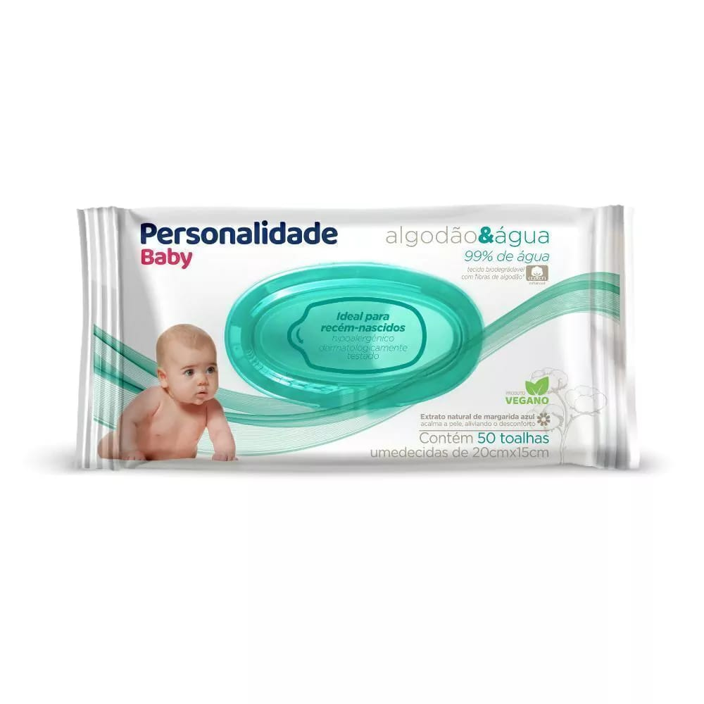 Toalhas Umedecidas Personalidade Algodão e Água Com 50 Unidades