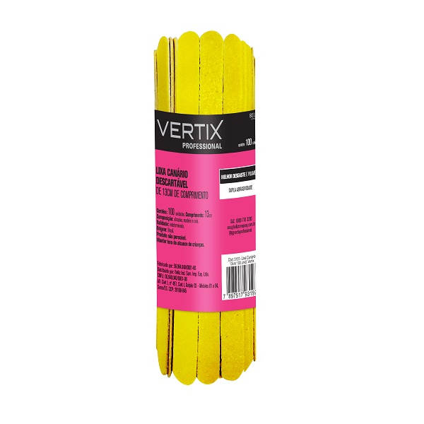 Lixa de Unha Vertix Belliz Com 100 Unidades 13cm Canário Ref. 3197