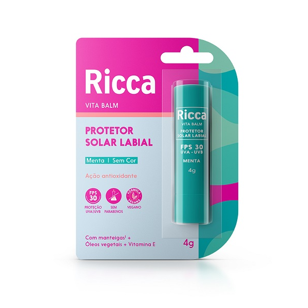 Protetor Solar Labial Ricca Belliz 4g Menta Blister Ref. 3803