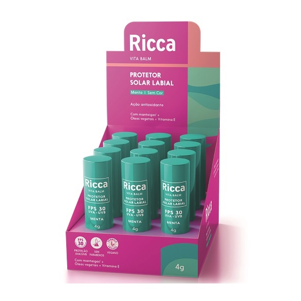 Protetor Solar Labial Ricca Belliz 4g Menta Ref. 3804