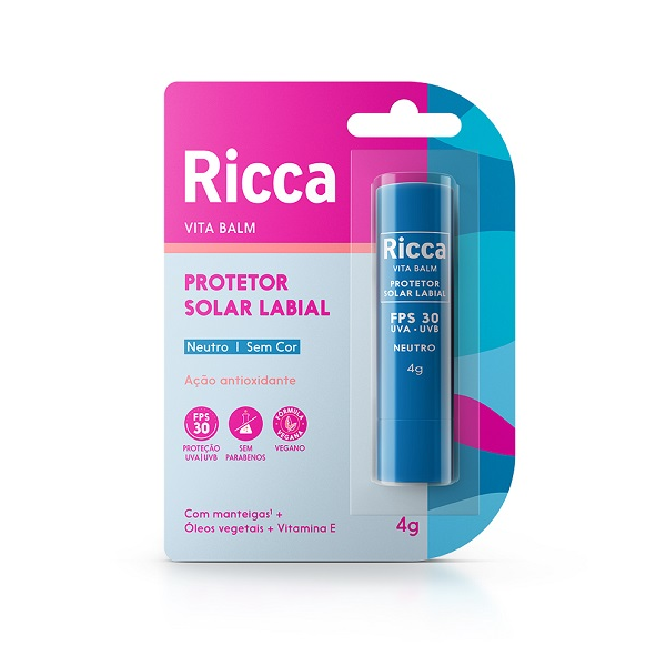 Protetor Solar Labial Ricca Belliz 4g Neutro Blister Ref. 3813