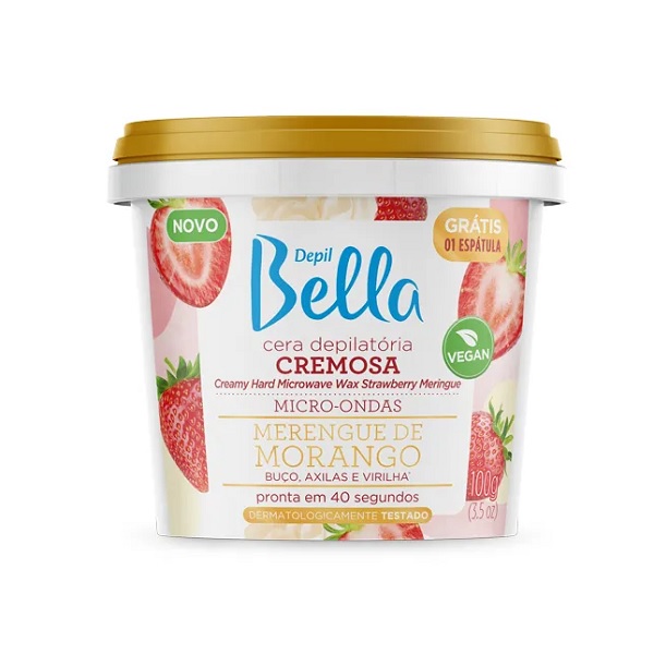 Cera Depilatória Depil Bella Cremosa Micro-Ondas Merengue De Morango 100G