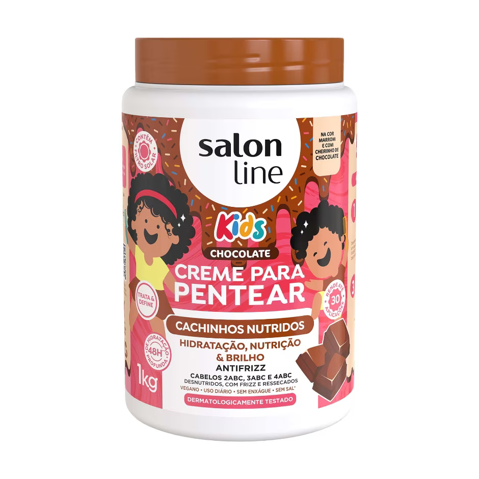 Creme Para Pentear Salon Line Cachinhos Nutridos Kids Chocolate 1Kg