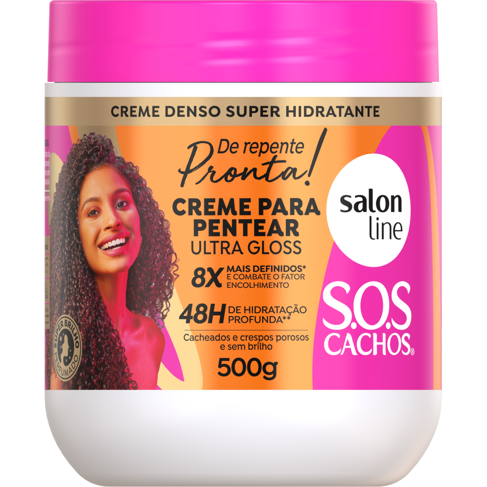 Creme Para Pentear Salon Line S.O.S Cachos De Repente Pronta! Super Brilho 500G