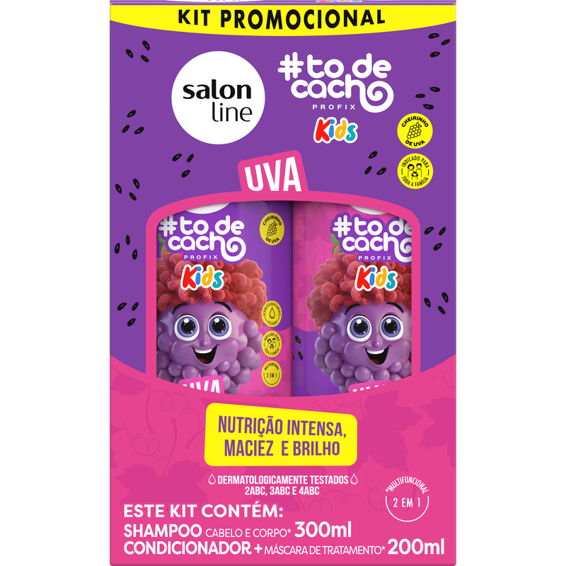 Kit Shampoo 300ml + Condicionador 200ml Salon Line #Todecacho Kids Uva