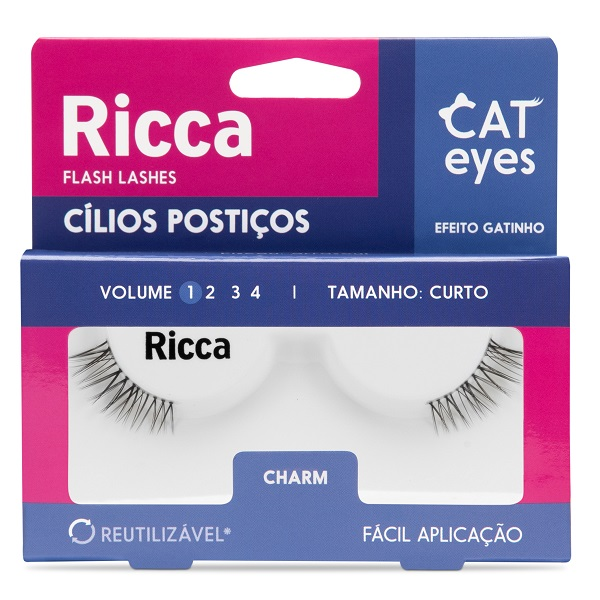 Cílios Postiços Ricca Belliz Com 1 Par Cat Eyes Charm Ref. 2699