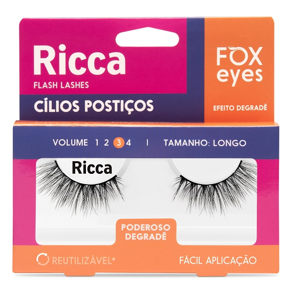 Cílios Postiços Ricca Belliz Com 1 Par Fox Eyes Poderoso Gatinho Ref. 2693