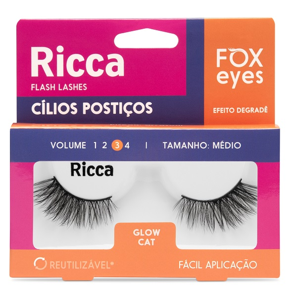 Cílios Postiços Ricca Belliz Com 1 Par Fox Eyes Glow Cat Ref. 2694