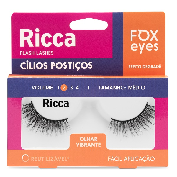 Cílios Postiços Ricca Belliz Com 1 Par Fox Eyes Olhar Vibrante Ref. 2695