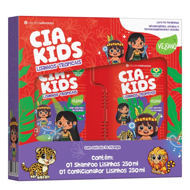 Kit Shampoo e Condicionador Cia da Natureza Cia Kids Lisinhos Tropicais 2x250ml