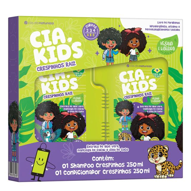 Kit Shampoo e Condicionador Cia da Natureza Cia Kids Crespinhos Raiz 2x250ml