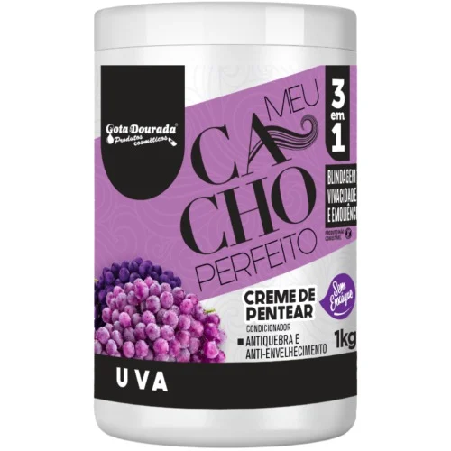 Creme Para Pentear Gota Dourada Meu Cacho Perfeito Uva 1Kg