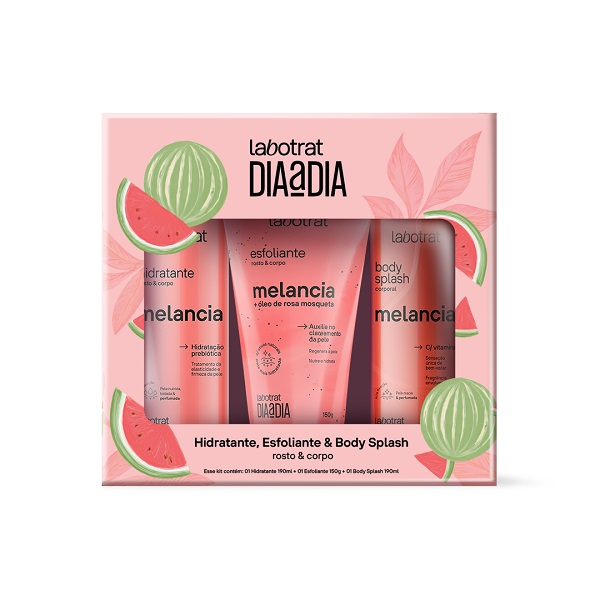 Kit Labotrat Dia a Dia Hidratante + Esfoliante + Body Splash Melância 190ml +150g +190ml