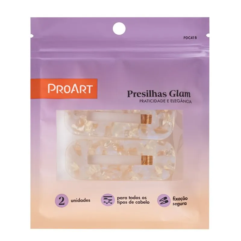 Presilha Proart Glam Branca Com 2 Unidades Ref. PDC41B