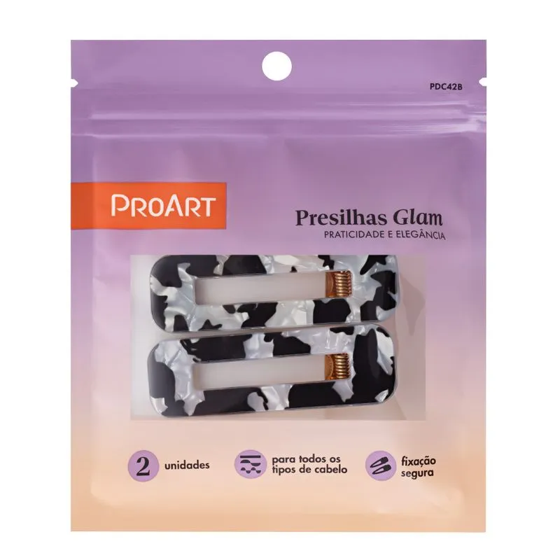Presilha Proart Glam Preta Com 2 Unidades Ref. PDC42B