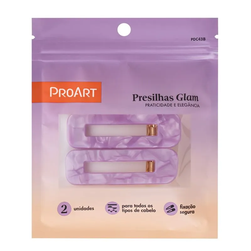 Presilha Proart Glam Lilás Com 2 Unidades Ref. PDC43B