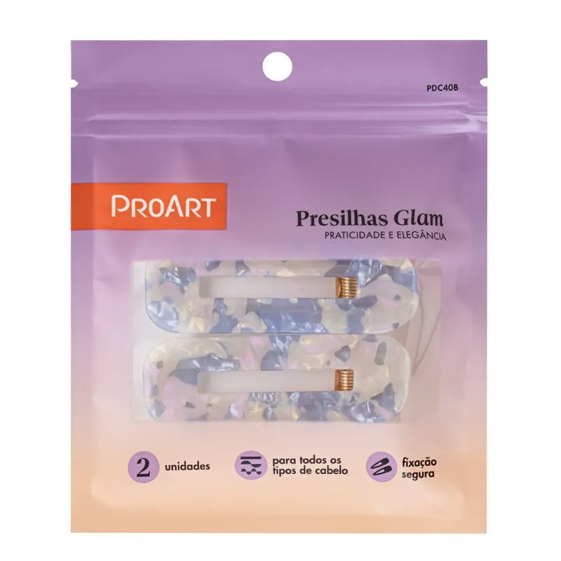 Presilha Proart Glam Azul Com 2 Unidades Ref. PDC40B