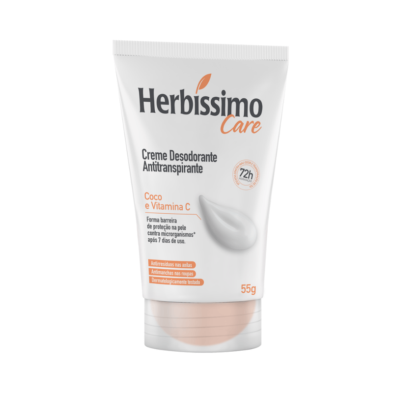 Desodorante Creme Herbíssimo Care Bisnaga Coco E Vitamina C 55G