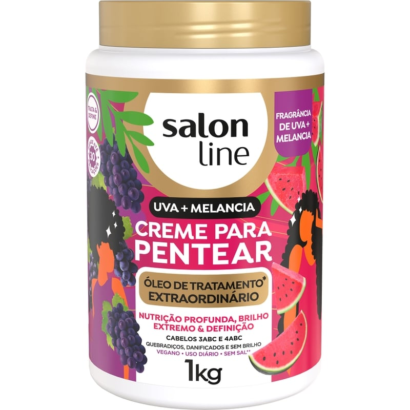 Creme Pára Pentear Salon Line Uva+Melancia 1Kg