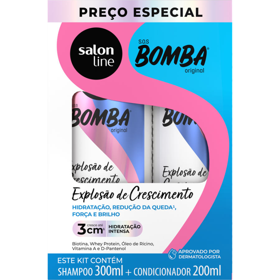 Kit Shampoo 300ml + Condicionador 200ml Salon Line S.O.S Bomba Original