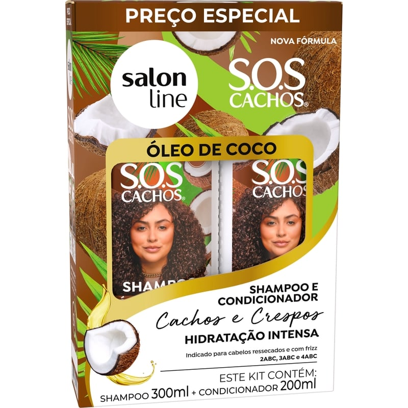 Kit Shampoo 300ml + Condicionador 200ml Salon Line Óleo De Coco