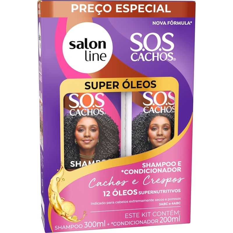 Kit Shampoo 300ml + Condicionador 200ml Salon Line S.O.S Super Óleos