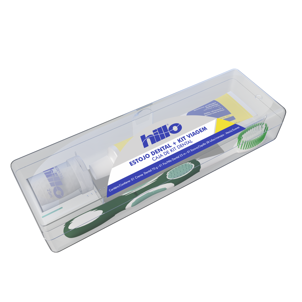 Kit Hillo Para Viagem Escova + Fio Dental + Creme Dental