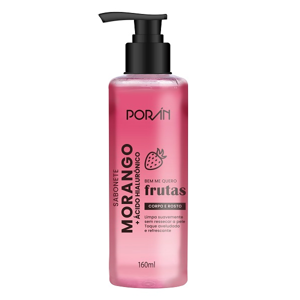 Sabonete Líquido Porán Corpo E Rosto Morango 160ml