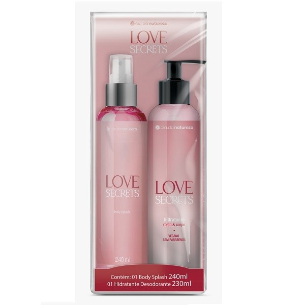 Kit Body Splash 240ml + Hidratante 230ml Cia Da Natureza Love Secret Meets