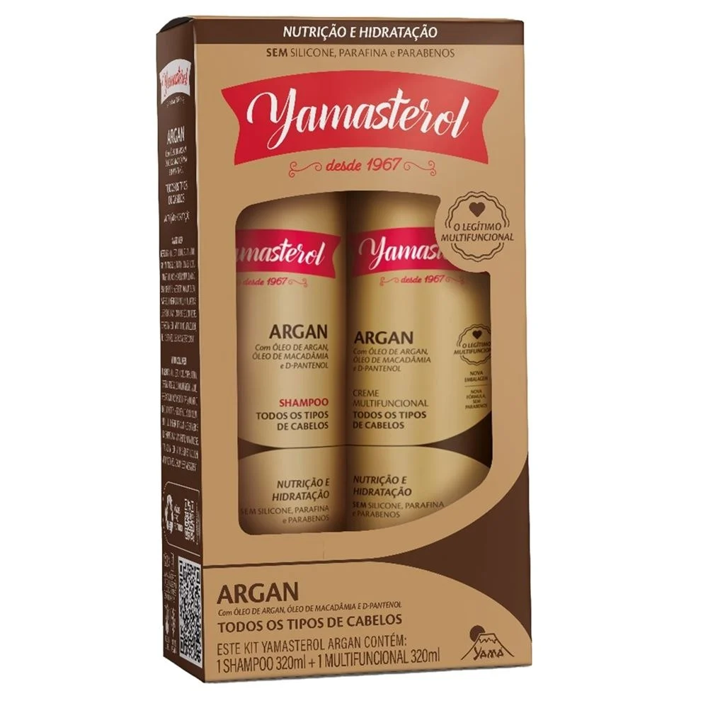 Kit Shampoo + Creme Multifuncional Yamasterol Argan 320ml