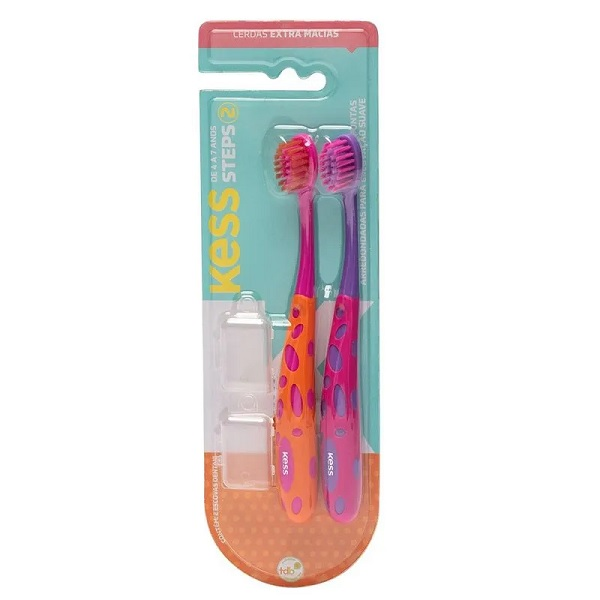 Escova Dental Kess Belliz Extra Macia Com 2 Unidades Steps Fun 2 Ref. 2583