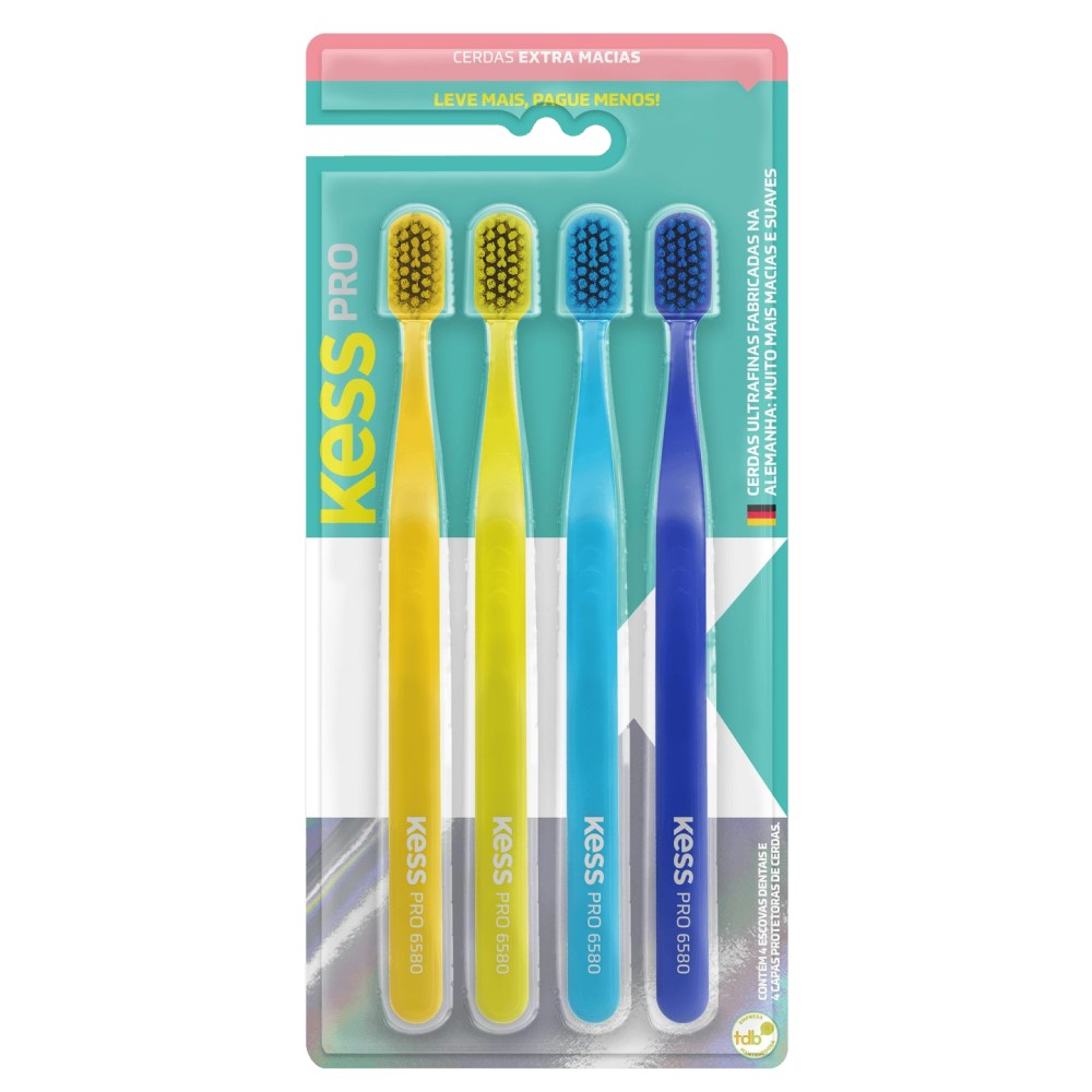 Escova Dental Kess Belliz Extra Macia Com 4 Unidades Pro Ref. 2535