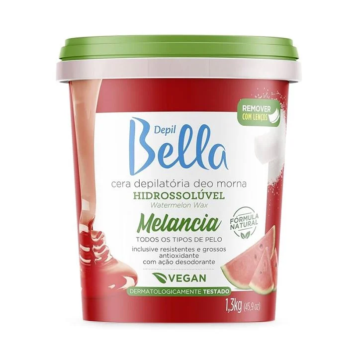 Cera Depilatória Depil Bella Hidrossolúvel Melancia 1,3Kg