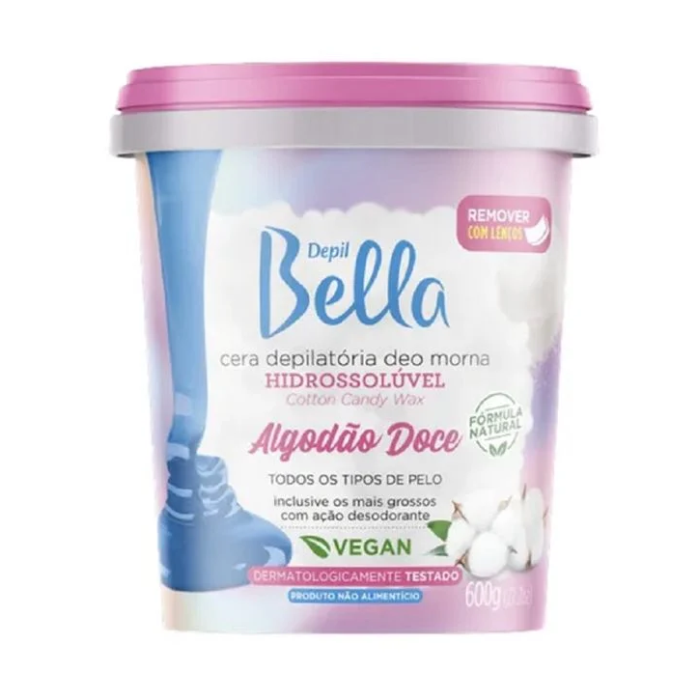 Cera Depilatória Depil Bella Hidrossolúvel Algodão Doce 600G