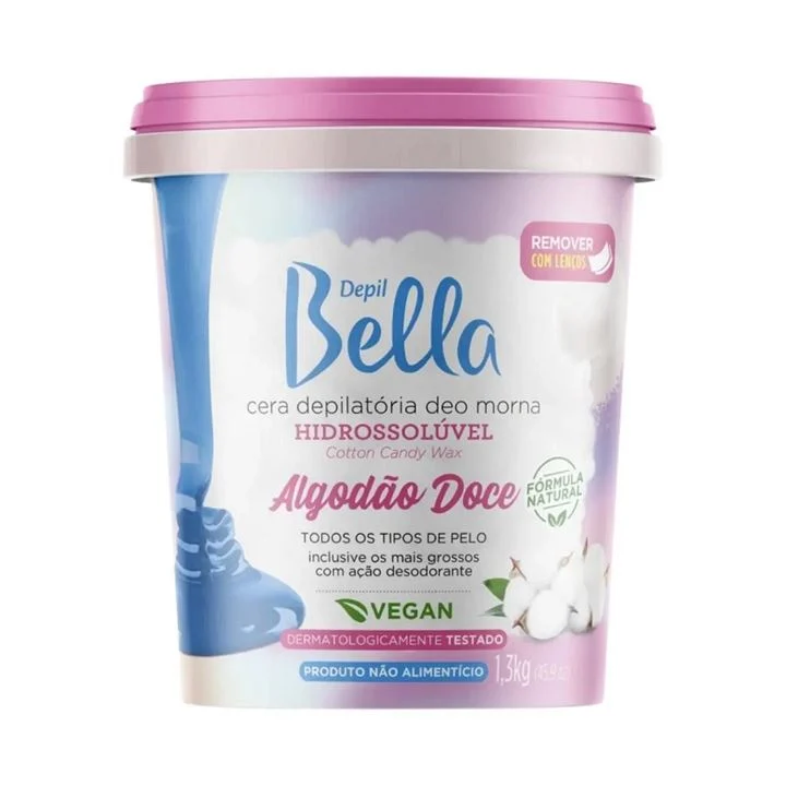 Cera Depilatória Depil Bella Hidrossolúvel Algodão Doce 1,3Kg
