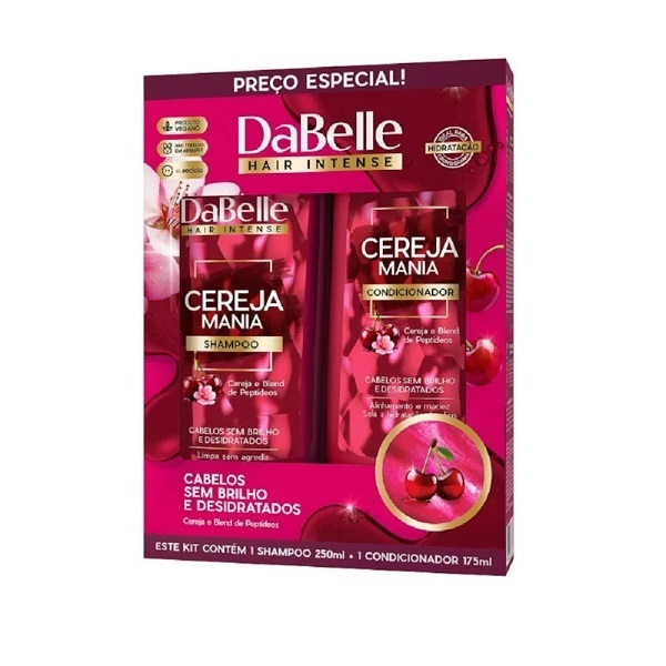 Kit Shampoo 250ml + Condicionador 175ml Cereja Mania Dabelle