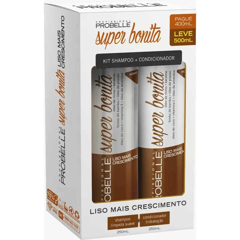 Kit Liso Mais Crescimento Probelle Super Bonita 500ml