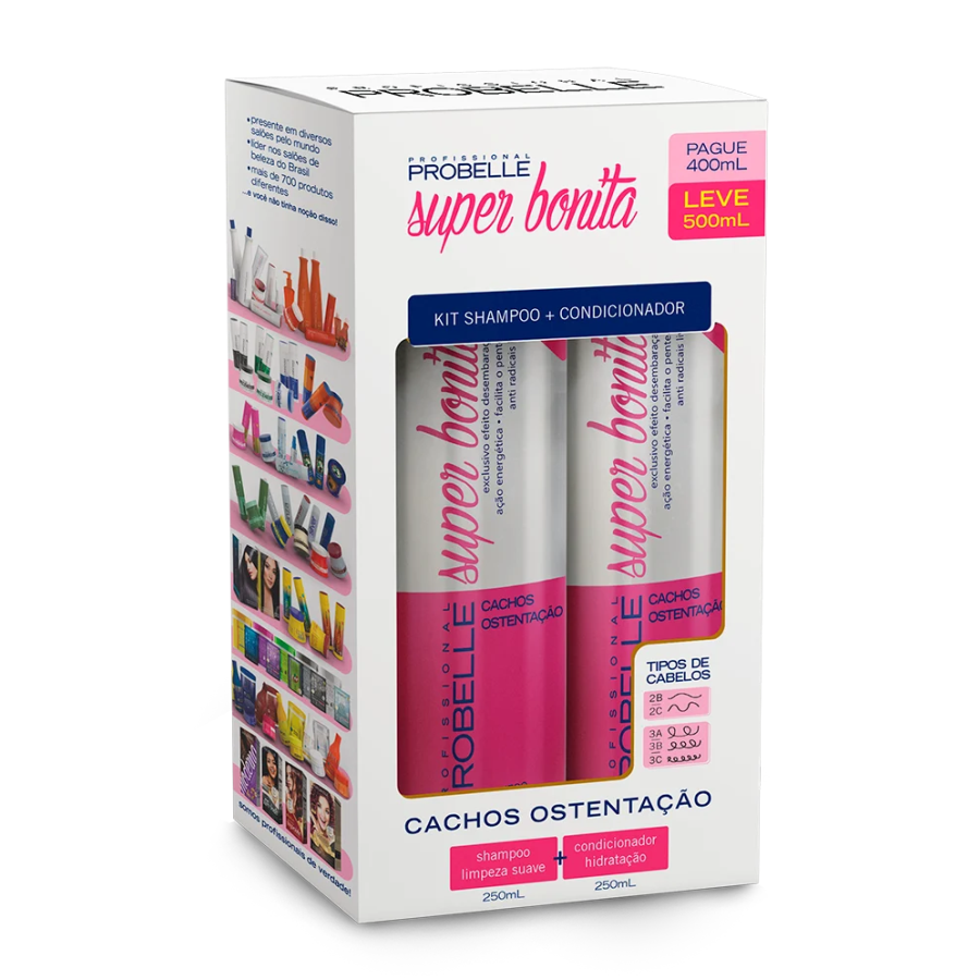 Kit Shampoo + Condicionador Super Bonita Cachos Ostentação 500ml