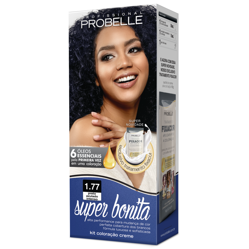 Kit Coloração Super Bonita 1.77 Preto Azulado Intenso 50ml
