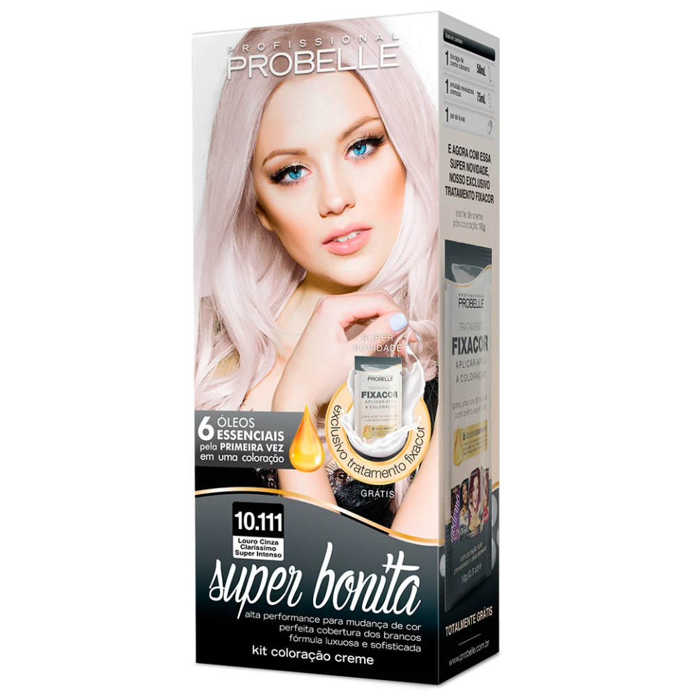 Coloração Super Bonita 10.111 Louro Cinza Claríssimo Super Intenso