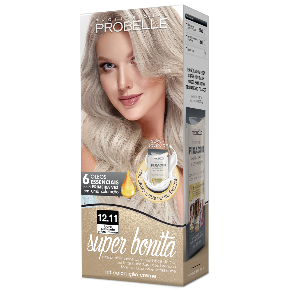 Coloração Super Bonita 12.11 Louro Platinado Cinza Intenso