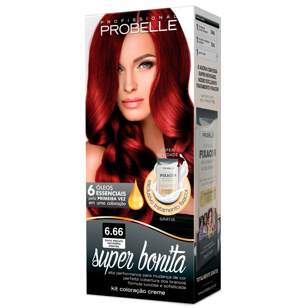 Coloração Super Bonita 6.66 Louro Escuro Vermelho Intenso