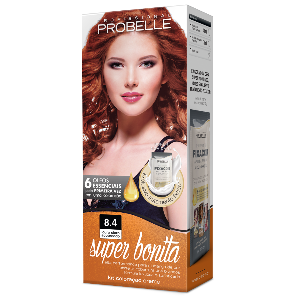 Kit Coloração Super Bonita 8.4 Louro Claro Acobreado 50ml